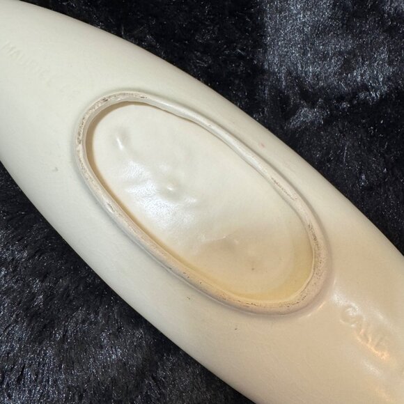 Mid-Century Maurice California Pottery Cream Ceramic Long Oval Dish - Picture 7 of 7